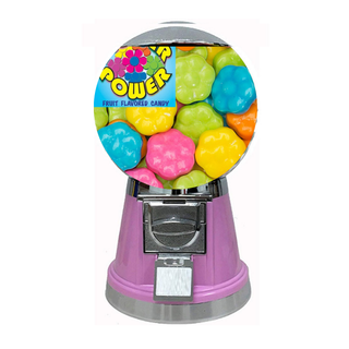 Bubble” Machine with Flower Power Candy, not to scale, on the globe