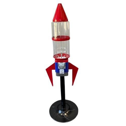Rocket Gumball Machine by Gumballs.com with heavy-duty stand and clear globe for gumballs, bouncy balls, and round capsules.