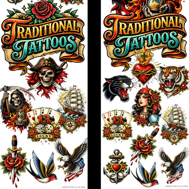 Traditionally Astounding tattoos display card, lower portion