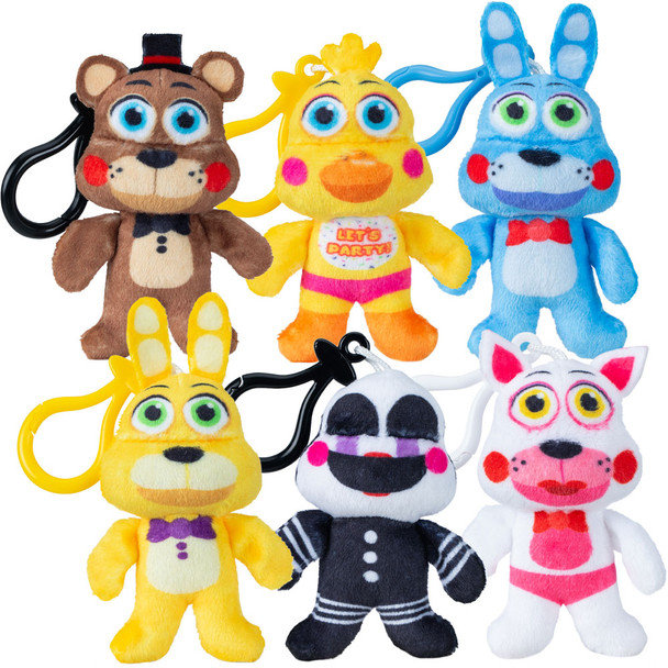 Micro Teenies FNAF  Plush Danglers/Keychains (2.5"/144pcs) showing possible assortment in the mix.