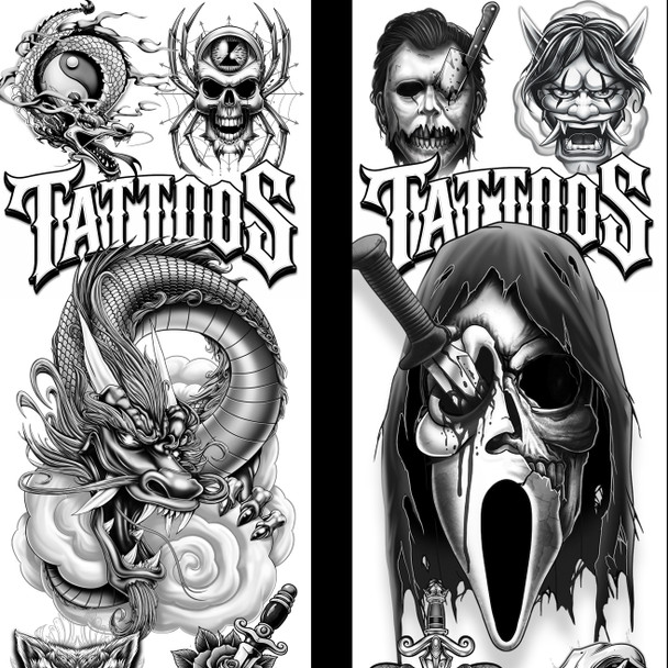 Shadowy Horror Terror B&W display card, upper portion