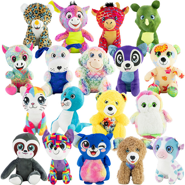 a fuzzy picture of the pieces in this mix called Medium Generic Plush Crane Toys 85 (108pc/8-9")