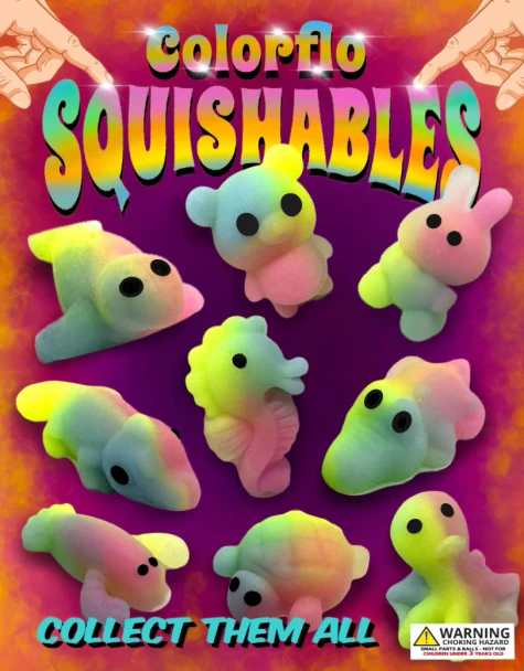 Kaleidoscopic Pastel Squishy Animals Colorflo Squishables  1"capsules