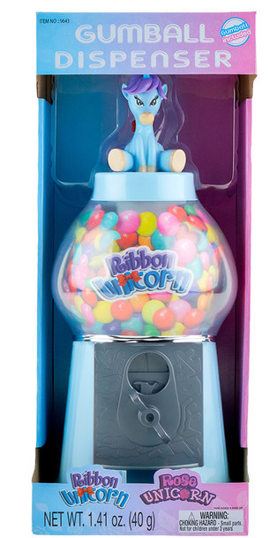 Dubble Bubble Unicorn Gumball Machine Bank (12"/12pc) individual, in display box, blue