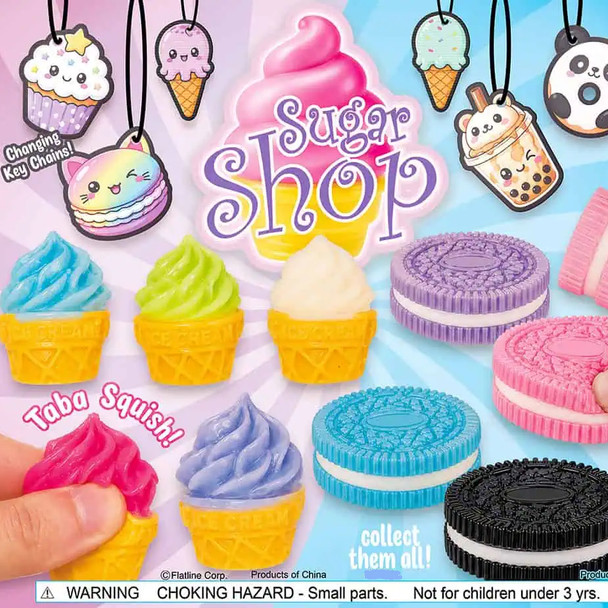 Sugary Squish & Keychains Mix display showing some of the possible items in the mix