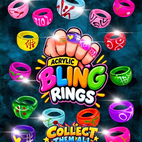 Acrylic Rings 1"Capsules new display card