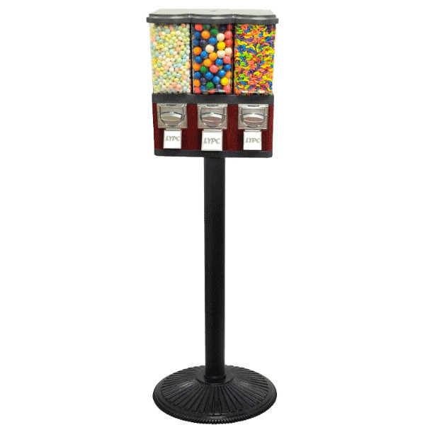 Triple Pod Gumball Candy Machine on husky stand, which has been discontinued