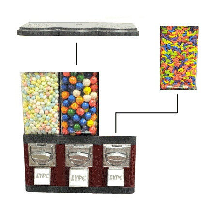 Triple Pod Gumball Candy Machine  showing removable canister