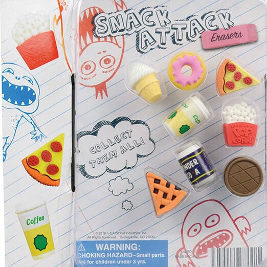 Fast Food Snack Attack Erasers 1" Capsules display left