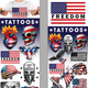 upper part of the display card showing the Ye Olde Red, White & Blue Patriotic Tattoos designs
