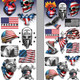 Lower part of the display card showing the Ye Olde Red, White & Blue Patriotic Tattoos designs