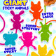 Sticky Giant Animals display card showing types of toys in the mix