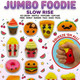 Jumbo Slow Rise Fast Food  2.5"Capsules display, top, showing most of the possible options in the mix