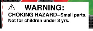 ninja toys choking hazard detail from display card