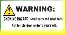 choking hazard under 3 years old