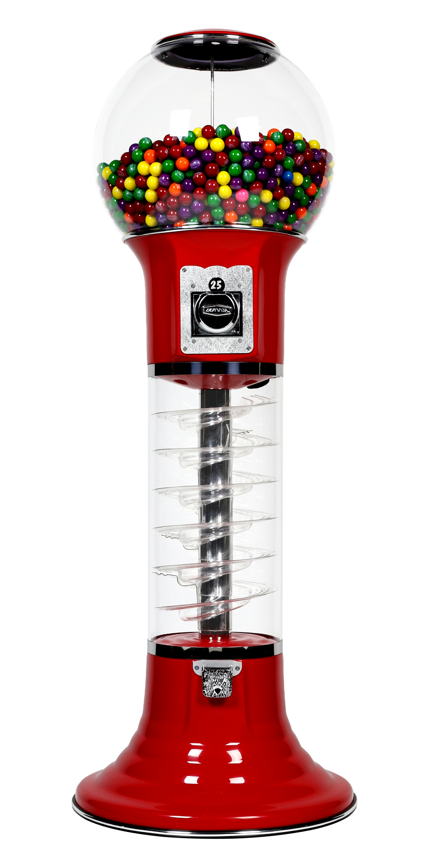 Spiral Fun 10-Inch Gumball Machine with Gumballs: Red and Pink