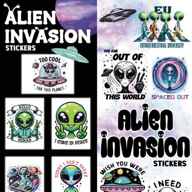 Invasion of Aliens Stickers | Gumballs.com