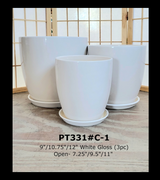 Ceramic White Gloss Pot & Saucer