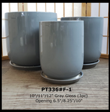 Ceramic Grey Gloss Pot & Saucer Ceramic Grey Gloss Pot & Saucer