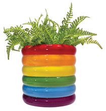 Ceramic Planter Stacked Retro Rainbow