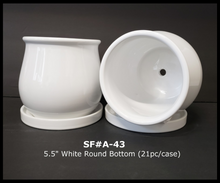 Ceramic Round Bottom White Pot & Saucer
