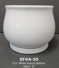 Ceramic Round Bottom White Pot & Saucer