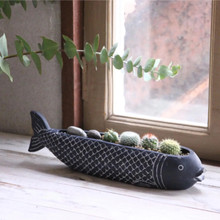 Cement Planter Koi Fish Black