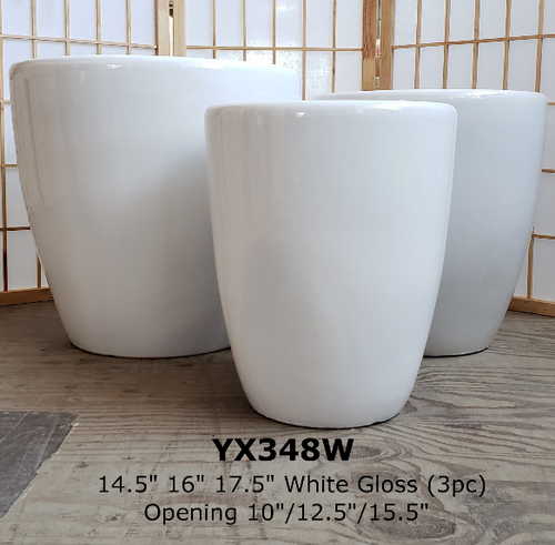 Ceramic White Gloss Pot & Saucer