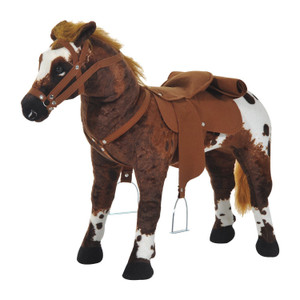 Qaba Sound-Making Ride On Horse for Toddlers 3-5, with Neighing and Galloping Sound, Stuffed Animal Horse Toy for Kids with Padding, Soft Feel, Brown Qaba Sound-Making Ride On Horse for Toddlers 3-5, with Neighing and Galloping Sound, Stuffed Animal Horse Toy for Kids with Padding, Soft Feel, Brown