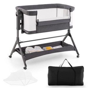 Height Adjustable Bedside Sleeper with Storage Bag and Soft Mattress for Baby Height Adjustable Bedside Sleeper with Storage Bag and Soft Mattress for Baby