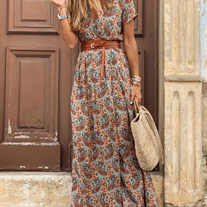 Women's Short Sleeve Floral Maxi Long Dress; Ladies Boho Party Evening Casual Dress; Women's Clothing Women's Short Sleeve Floral Maxi Long Dress; Ladies Boho Party Evening Casual Dress; Women's Clothing