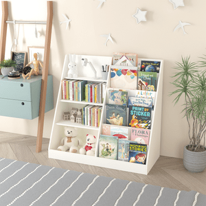 Kids Bookshelf and Toy Storage Organizer, Multifunctional 4 Tier Wooden Kids Book Shelf with Bookcase Display Stand in Kids Room Playroom Nursery for Kids, Children, Toddlers Kids Bookshelf and Toy Storage Organizer, Multifunctional 4 Tier Wooden Kids Book Shelf with Bookcase Display Stand in Kids Room Playroom Nursery for Kids, Children, Toddlers