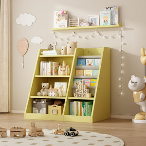 Yellow Wooden Toy Storage Organizer Cabinet Kids Bookshelf Children Bookcase Toddler Baby Sling Book Rack Adjustable Shelf for Playroom Bedroom Nursery Hallway School Kindergarten Living Roomy Yellow Wooden Toy Storage Organizer Cabinet Kids Bookshelf Children Bookcase Toddler Baby Sling Book Rack Adjustable Shelf for Playroom Bedroom Nursery Hallway School Kindergarten Living Roomy