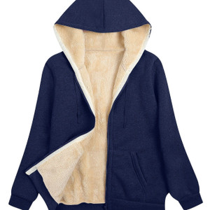 Fuzzy Hooded Jacket, Casual Zip Up Drawstring Long Sleeve Solid Outerwear, Women's Clothing Fuzzy Hooded Jacket, Casual Zip Up Drawstring Long Sleeve Solid Outerwear, Women's Clothing