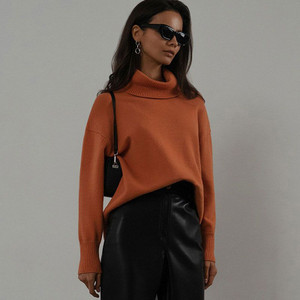 Solid Loose Turtleneck Sweater Women Autumn Long Sleeve Knitted Pullover Top Solid Loose Turtleneck Sweater Women Autumn Long Sleeve Knitted Pullover Top