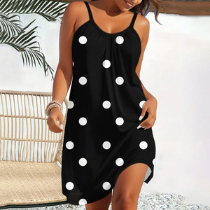 Women's Sleeveless Polka Dot Print Casual Dress  Women's Sleeveless Polka Dot Print Casual Dress
