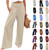 TUNUSKAT Womens Cotton Linen Wide Leg Pants Summer Casual High Waisted Palazzo Pants Baggy Lounge beach Trousers with Pocket