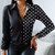Patchwork Button Up Shirt Women Tops Long Sleeve Blouse Turn-down Collar Design Print Camouflage Fashion White Black Letter