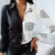 Patchwork Button Up Shirt Women Tops Long Sleeve Blouse Turn-down Collar Design Print Camouflage Fashion White Black Letter