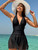 Ladies' one-piece black backless swimsuit, quick drying and elegant