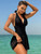 Ladies' one-piece black backless swimsuit, quick drying and elegant