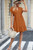 Women's Orange V Neck Ruffle Mini Dress Short Sleeve Drawstring A Line Flowy Skirt Medium Size