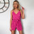 Jumpsuit Women Pleated Summer Casual Sleeveless Lace Up Bodysuit Women V-neck Strap Short Romper Ladies Solid Playsuit