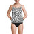 New black and white printed women's split type Tankini set with conservative style, covering the belly and showing off thinness