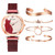Women Fashion Watches Set 5Pcs Quartz Wristwatch Mesh Belt Cat Dial Luxury Women Watch Casual Ladies Clock With Bracelet Set