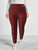 Plus Size Casual Leggings, Women's Plus Letter Print Liner Fleece High Rise Slight Stretch Leggings