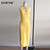 Knitted Halter Summer Dress Women U-Neck Sleeveless Backless Female Midi Lace Up Dresses Fashion Ladies Sexy Yellow Vestido Knitted Halter Summer Dress Women U-Neck Sleeveless Backless Female Midi Lace Up Dresses Fashion Ladies Sexy Yellow Vestido