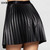 Black pleated Mini Skirt Women A-Line High-waisted Street Sexy Skirts Womens Spring Summer Fashion Leather Cloths Khaki