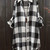 Plus Size Casual Blouse, Women's Plus Gingham Print Button Up Roll Up Sleeve Turn Down Collar Blouse