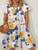 Plus Size Casual Dress; Women's Plus Floral Print Short Sleeve Ruched Round Neck Dress With Pockets